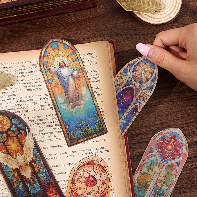 12 PCS Stained Glass Theme PET Bookmarks - Image 5
