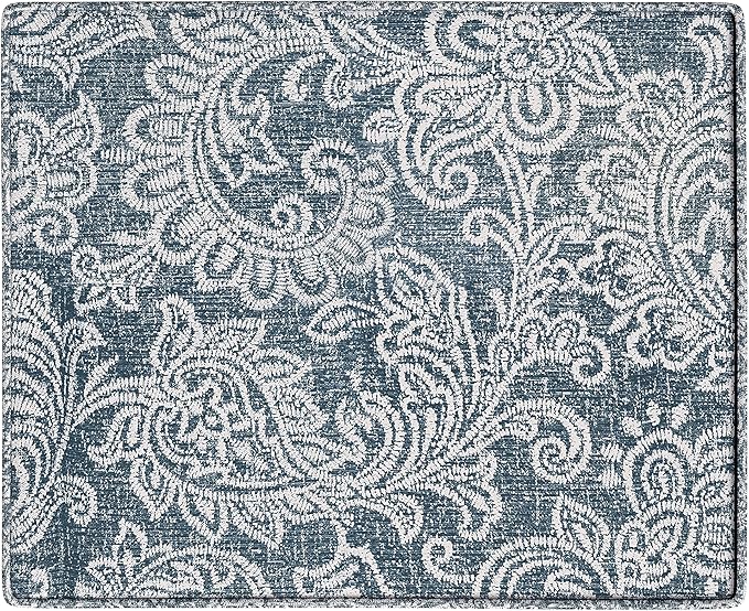 Home Decor | Dinah Collection Modern Storage Ottoman | Ottoman with Storage for Living Room & Bedroom(Blue Denim Jacobean Print)-DeskLoop Office