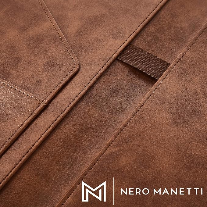 Nero Manetti - Leather Portfolio Folder - Business PU Leather Notepad Holder - Image 6