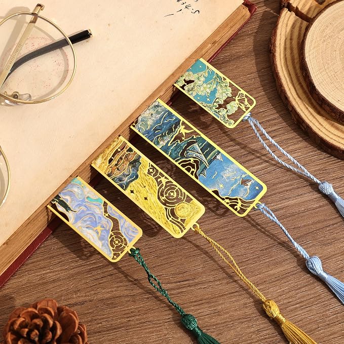 4 Pieces Metal Bookmarks with Tassel - Image 5