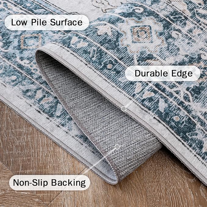 GENIMO Runner Rug 2x12, Non Slip Vintage Hallway Runner Rugs, Low Pile - Image 6