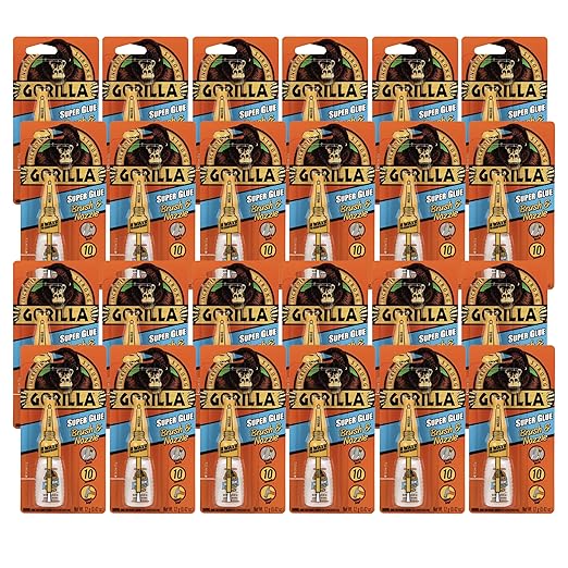 Gorilla Super Glue with Brush & Nozzle Applicator, Clear Glue, 12 Gram (Pack of 24) - All Purpose and Fast Setting for Projects and Repairs-DeskLoop Office