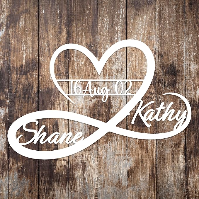 Personalized Valentines Metal Wall Sign, Custom Infinity Heart Love Couple Name - Image 6