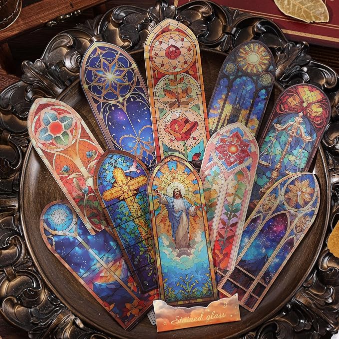 12 PCS Stained Glass Theme PET Bookmarks - Image 7