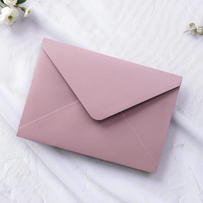 PONATIA 50 PCS/Pack A7 Envelopes, 5.25 x 7.25'' Matte Dusty Rose Envelope - Image 4