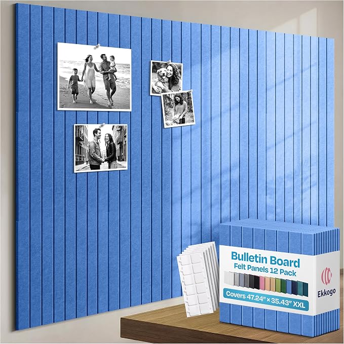 X-Large Cork Board Alternative 12-Pack Felt Bulletin Board Thick and Decorative by EkkogoAcousticPanels