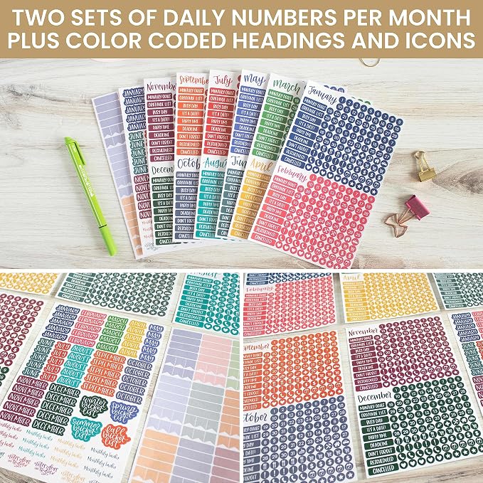 bloom daily planners Bright & Colorful Calendar Essentials Planner Stickers - Image 5
