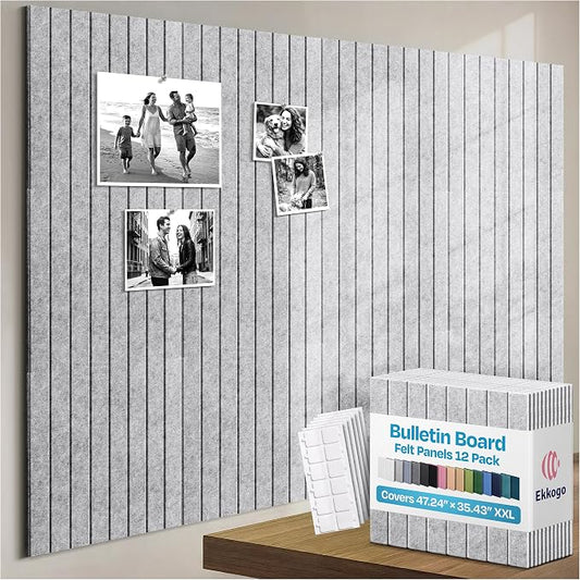 X-Large Cork Board Alternative 12-Pack Felt Bulletin Board Thick and Decorative by EkkogoAcousticPanels