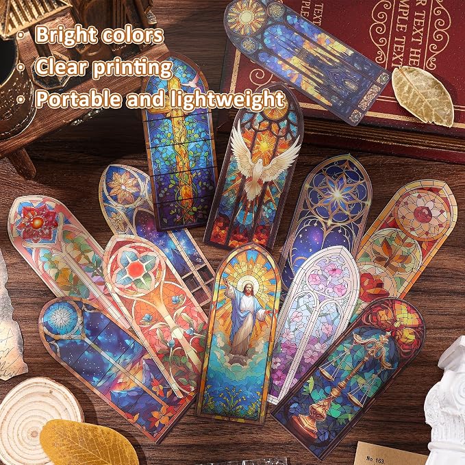 12 PCS Stained Glass Theme PET Bookmarks - Image 3
