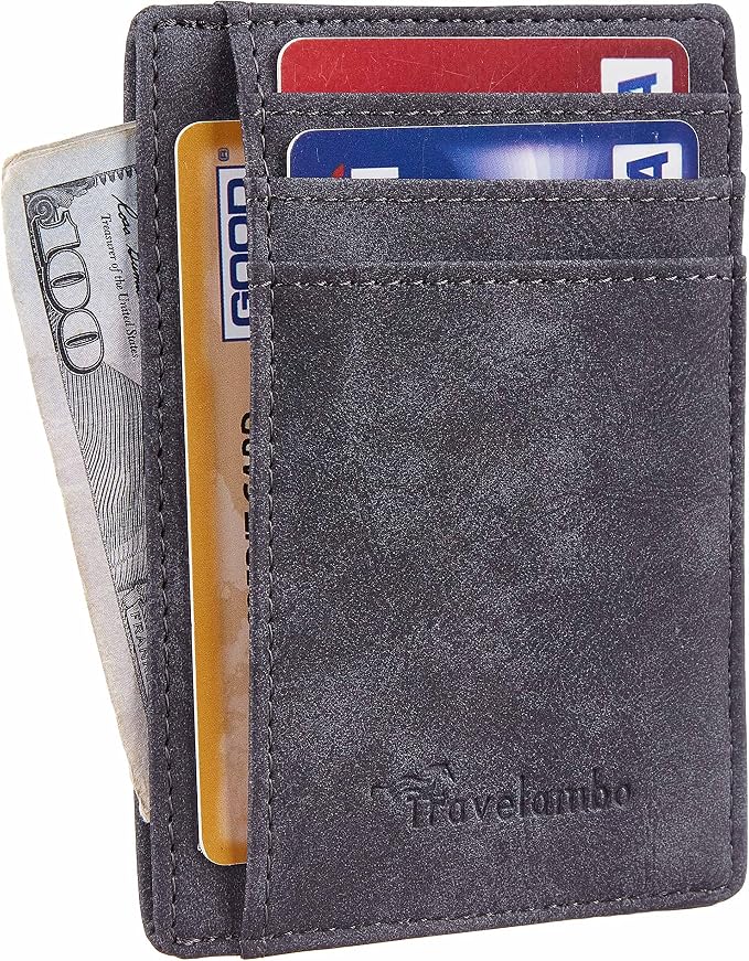 Travelambo Slim Wallet Front Pocket Minimalist Leather RFID Blocking Medium Size - Image 2