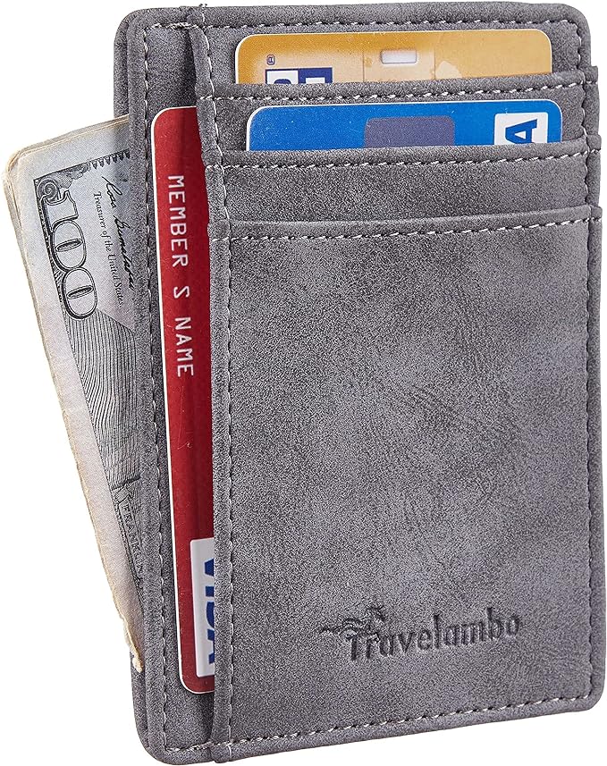 Travelambo Slim Wallet Front Pocket Minimalist Leather RFID Blocking Medium Size - Image 2