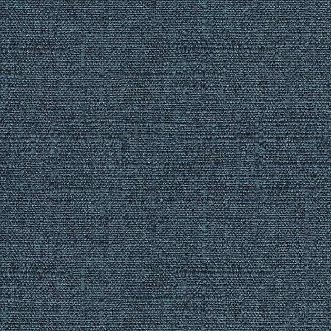 HomePop by Kinfine Fabric Upholstered Round Storage Ottoman - Velvet Button Tufted Ottoman with Removable Lid, Indigo Blue Woven-DeskLoop Office