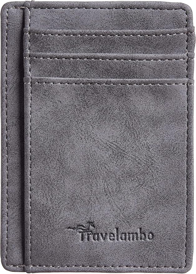 Travelambo Slim Wallet Front Pocket Minimalist Leather RFID Blocking Medium Size - Image 4
