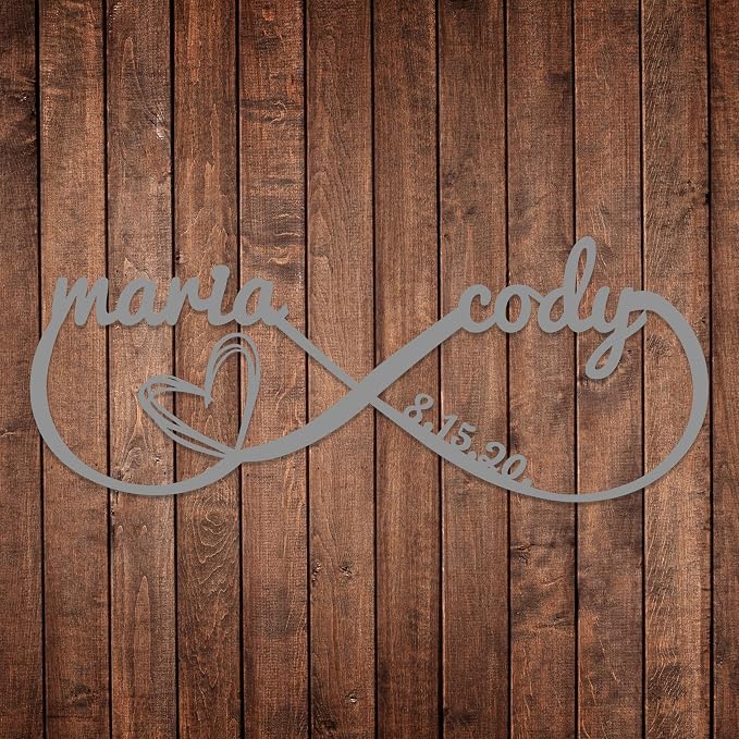 Personalized Valentines Day Metal Wall Sign, Custom Infinity Heart Love Couple - Image 7