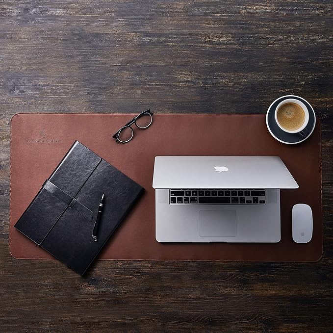 Gallaway Leather Desk Mat, Office Writing Desk Pad, Large 36" x 17" Dark Brown - Image 3
