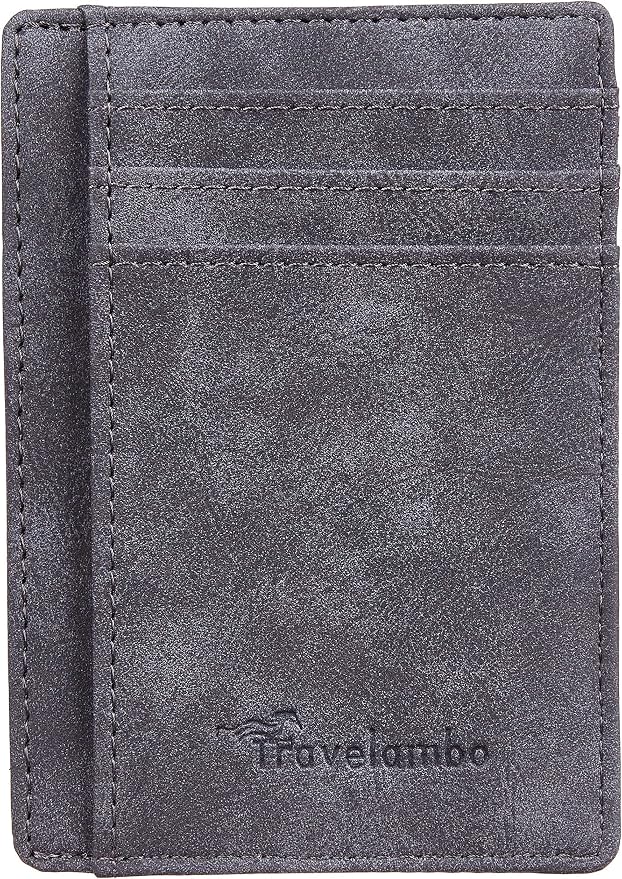 Travelambo Slim Wallet Front Pocket Minimalist Leather RFID Blocking Medium Size - Image 4