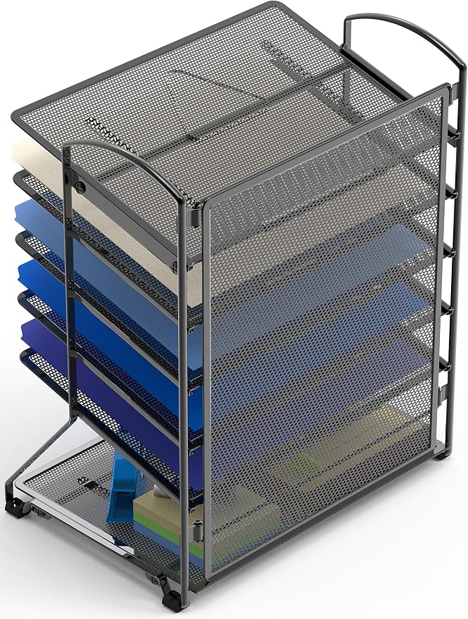 Simple Houseware 6-Tier Sliding File Organizer, Desk Letter Tray - Image 3