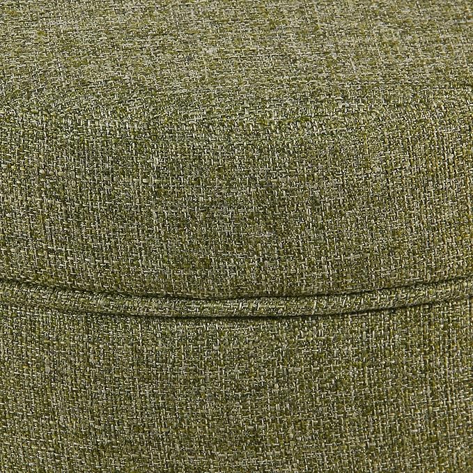 HomePop Home Decor | Upholstered Round Storage Ottoman | Ottoman with Storage for Living Room & Bedroom, Green Tweed-DeskLoop Office