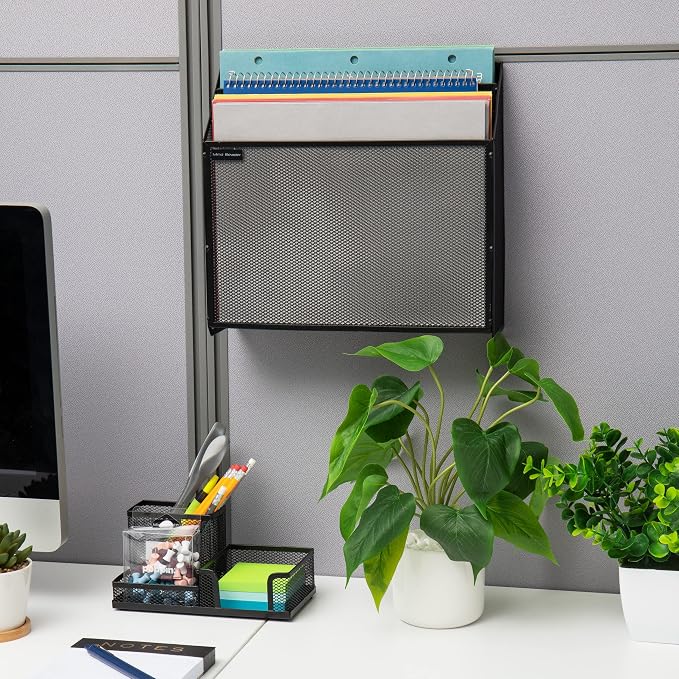 Mind Reader Vertical File Storage, Desktop Organizer, Wall Mount, Metal Mesh - Image 6