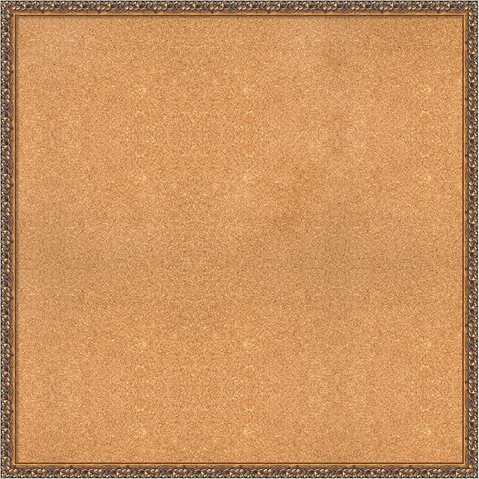 Amanti Art Natural Cork Board for Wall, 36x36 Vision Board with Bronze Frame, Oversize Corkboard Office Decor for Home Organization, Traditional Corkboard Pinboard to Display Items for Home-DeskLoop Office